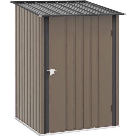 Gerätehaus aus Stahl 100 x 103 x 160 cm Braun mit Pultdach (1/5)