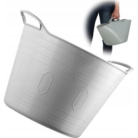 KADAX Cesto per biancheria in plastica, universale, 15 L, quadrato, grigio (1/5)