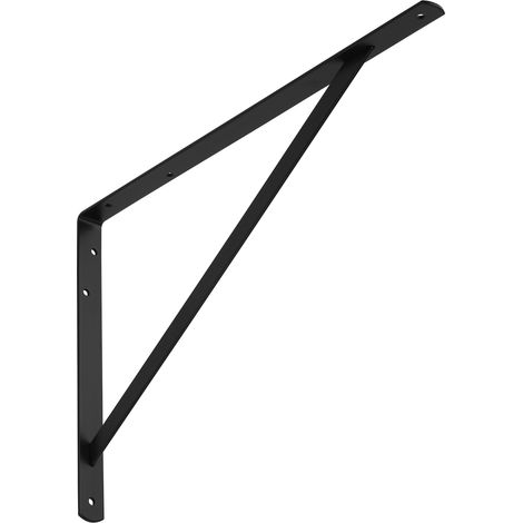 Regalkonsole (500 x 325 x 30 mm, schwarz, pulverbeschichtet) Schwerlast-Konsole mit Querstrebe zur Stabilisierung