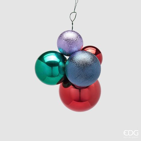 EDG Enzo De Gasperi Addobbo di Natale Grappolo 5 Pz Groove Mix - Modello 1 (1/2)