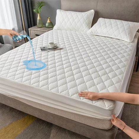 Protège-matelas imperméable pour lit king size avec jupe très profonde de 35 cm, drap-housse pour protéger matelas king size, hypoallergénique et respirant (150 x 200 cm) (1/5)