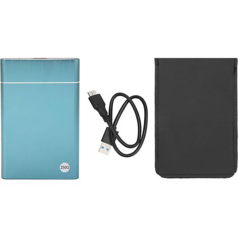 Disque dur externe portable ultra fin 2,5 pouces USB 3.0 5Gbps 250GB Bleu pour PC et ordinateur portable (1/5)