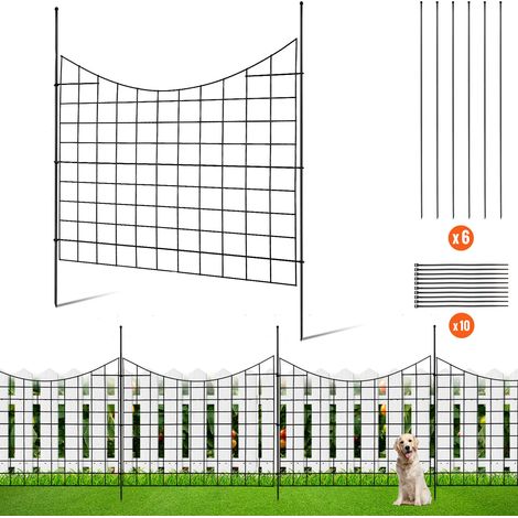 VEVOR Recinzione da Giardino in Metallo 75x93 cm da 5 Pezzi Barriera per Animali Domestici Senza Scavo Spaziatura dei Picchi 3,81cm, Recinzione Decorativa in Metallo 5 Pz per Giardino Cortile Aiuola (1/5)
