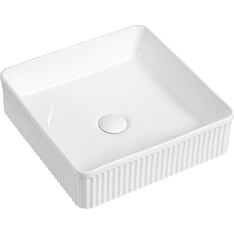 Mexen Grovo vasque à poser striée 41 x 41 cm, blanc - 22304100 (1/2)