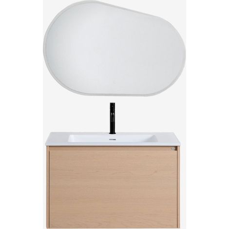Ensemble meuble de salle de bain suspendu 80x50 cm en bois avec lavabo intégré Jacob SKLUM (1/5)