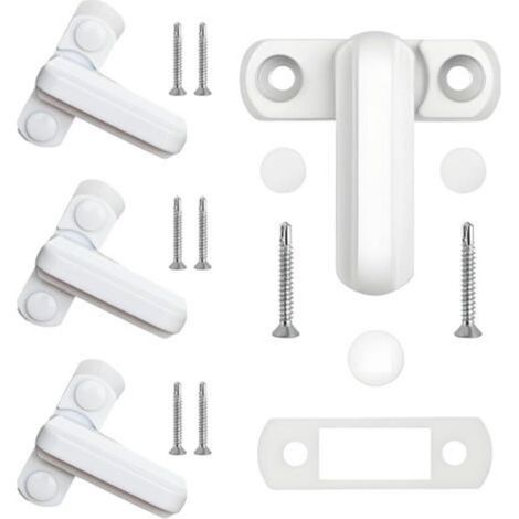 Set mit 4 Fenstersicherheitsschlössern, Fensterschlösser aus weißem Metall, Einbruchschutz für verschiedene Türen und Fenster, Haussicherheit (1/4)