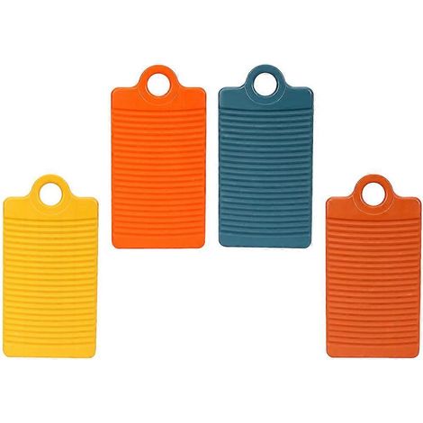 Lot de 4 planches à laver antidérapantes en plastique pour le nettoyage des chaussettes et sous-vêtements, avec accessoires de lessive de couleurs assorties (1/5)