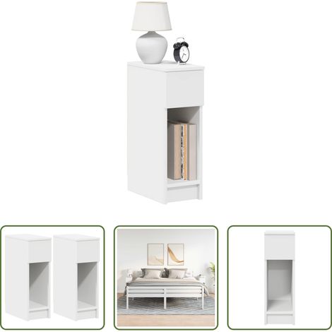 Nachttisch mit Schublade - Nachttische mit Schublade 2 Stk. Weiß 20x36x60 cm (1/5)