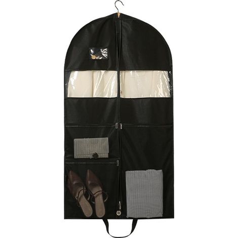 Housse de protection pour vêtements, sac de rangement suspendu pour placard, grand format, noir (1/5)