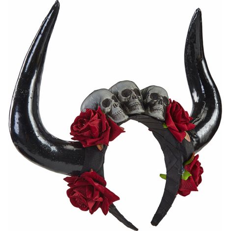Halloween hair accessories: realistic cow horns, dark rose skull headband, gothic lolita performance headband, stage props (1/5)