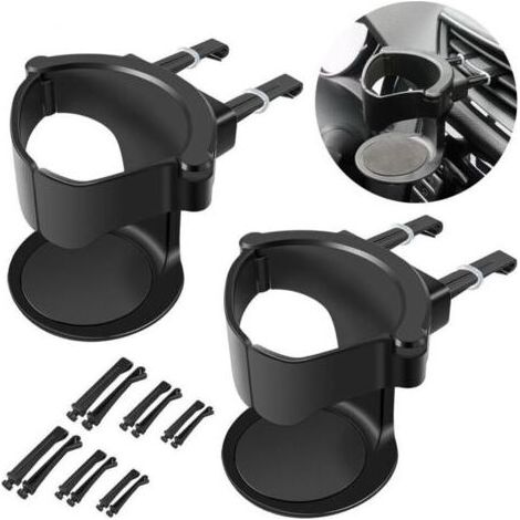 Porte Gobelet Voiture, 2 Pcs Porte-gobelet Ventilation de Voiture, Porte-gobelet réglables pour Auto pour Grille daération de Voiture, Support de Bouteille pour Tasse à Café(Noir) (1/4)