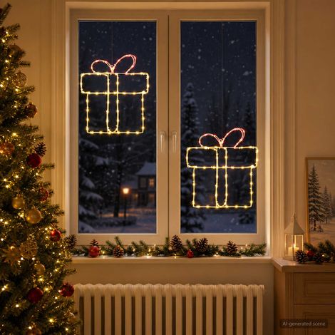 vidaXL Luces de silueta de Navidad para ventana LOVIISA 2 uds. 160 LED (1/5)
