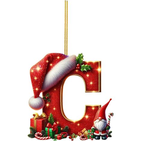 26 adornos de letras para árbol de Navidad, adornos colgantes de letras para decoración navideña (C) (1/5)