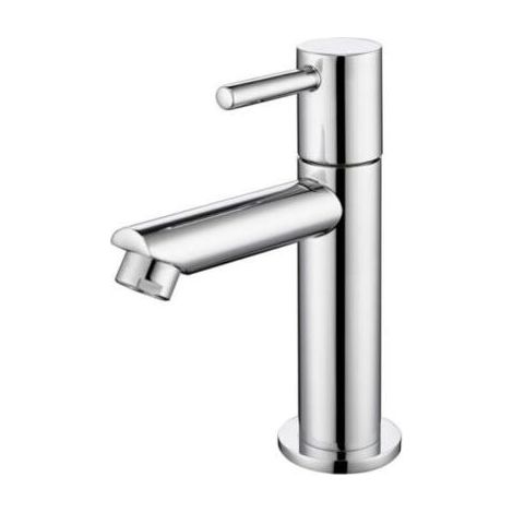 Robinet de lave-mains en laiton chromé – Aérateur ABS démontable – Corps en cuivre de qualité – Finition durable – Design cylindrique (1/5)