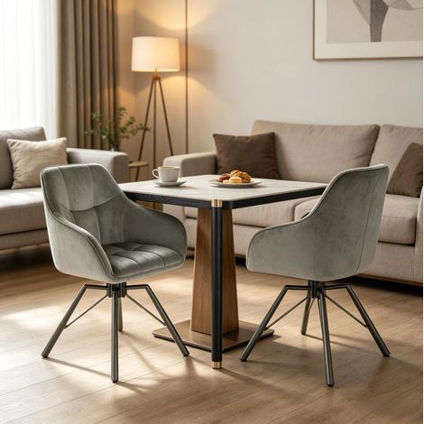 Chaise salle manger pivotante en velours gris foncé OKMYHOME (1/5)