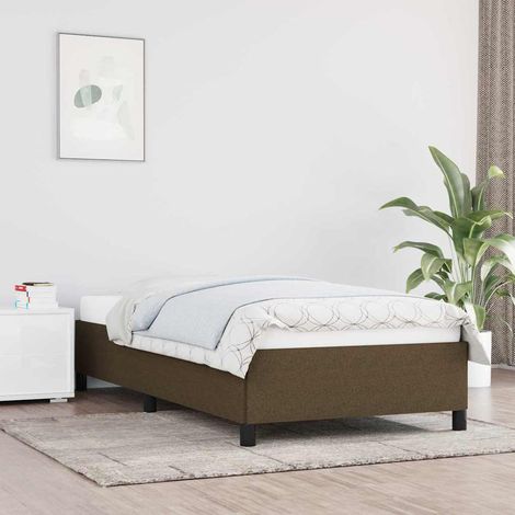 Estructura de cama sin colchón tela marrón oscuro 100x200 cm (1/5)