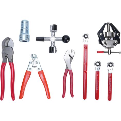Kit d'outils de Service de Batterie 9 Pièces, Pince d'extraction de Borne de Batterie Multifonction en Acier Haute Résistance avec Boîte de Rangement, pour l'entretien de Voiture Camion SUV (1/5)