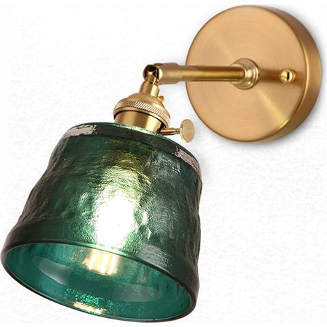 Applique murale vintage chrasy en verre vert, style rétro doré, culot E27, idéale pour une chambre, un couloir, une entrée ou un style champêtre. (1/5)