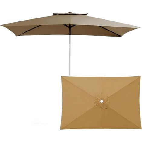Toile de rechange pour parasol, rectangulaire 2 x 3 m, pour plage, piscine, terrasse, jardin (kaki)-x (1/5)