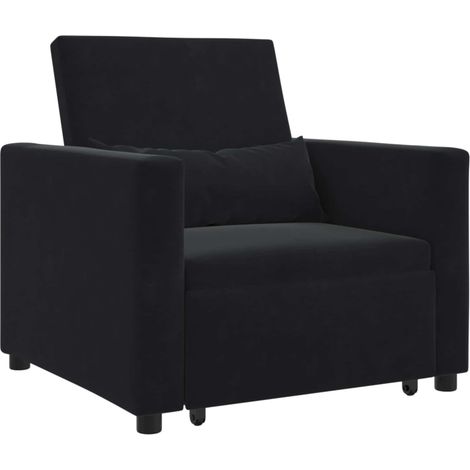 Ausziehbare Schlafcouch Einzel mit Rädern Schwarz Samt