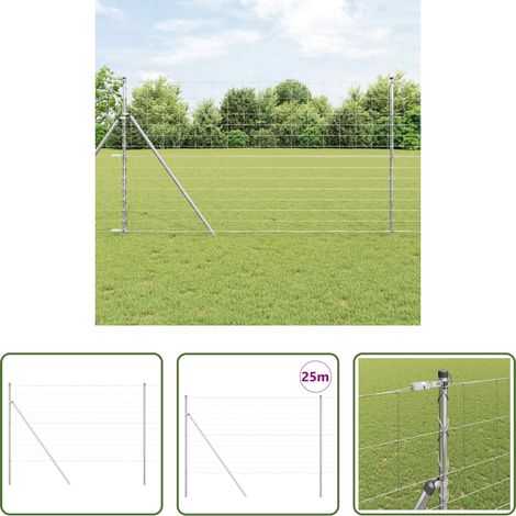 vidaXL Clôture galvanisée - Poteau de clôture. Galvanisé 25 x 1,4 m Acier (1/5)