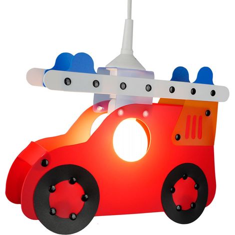 Ein Traum für Jungs: Kinderzimmer-Hängelampe inkl. LM, FEUERWEHRAUTO