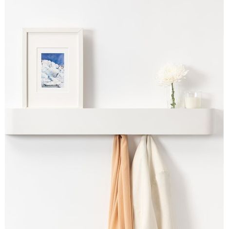 Weiße, wandmontierte Garderobe mit verdeckten Haken, minimalistischer Stil, geeignet für Wohnzimmer, Schlafzimmer, Flure, Eingangsbereiche usw., 52,7 x 7,2 x 10,1 cm.