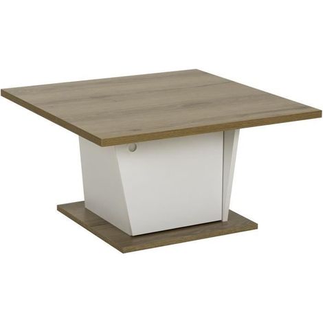 Table basse bar - ATOS - Carré - Chene Helvezia / Blanc - 69 x 69 x 38 cm (1/5)