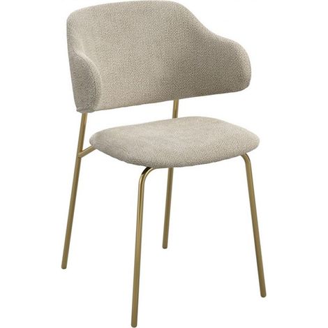 Dorchester Indoor Dining Chair (Pack of 2) - Weave/Metal - L56 x W53.5 x H83 cm - Wheat/Gold - Flat Pack