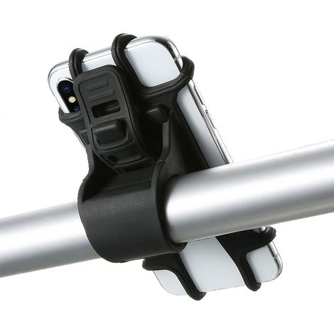 Supporto universale per manubrio di bicicletta con supporto per manubrio di moto, supporto per telefono da bicicletta, supporto per telefono in silicone con pulsante. (1/5)
