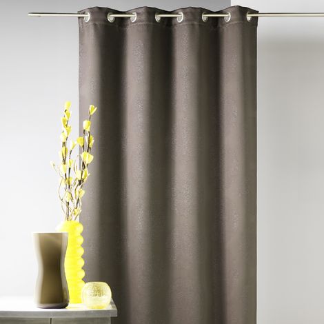 Rideau 80% occultant frappé ronds Marron chocolat 140x260 cm (1/2)