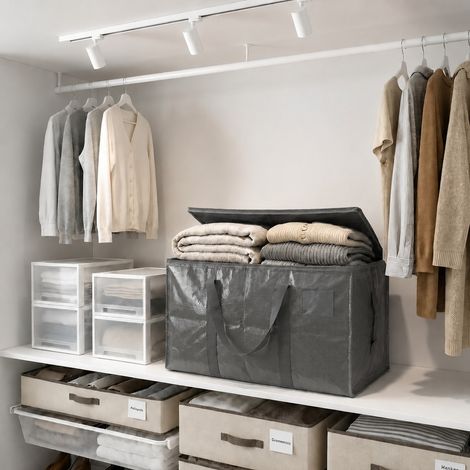 Sac de Déménagement Pliable Imperméable Grande Capacité Gris PP Tissé 69 x 35 x 38 cm (1/4)