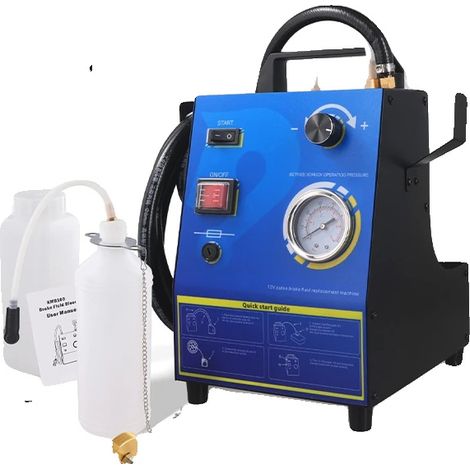 Intercambiador de líquido de frenos, alimentación de 12 V CC, capacidad de líquido usado de 1 L, funcionamiento automático, dimensiones 30 cm x 20 cm x 15 cm, compatible con sistemas de automoción. (1/5)