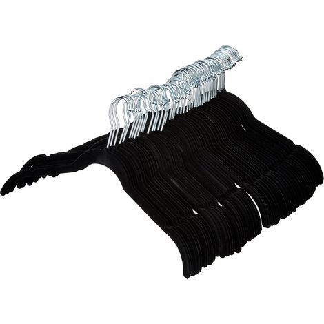 Cintres pour chemises/robes en velours noir 50 unités pour armoires d'extérieur (1/3)