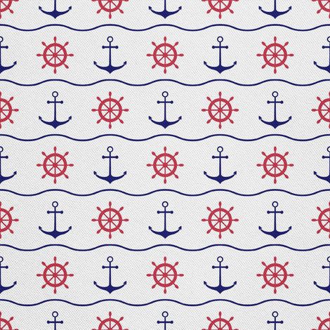 Tissu d'ameublement extérieur Oxford - motif ancre et gouvernail sur la vague I DX418 (1/5)
