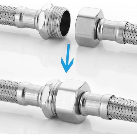 2 Pcs Tuyaux de Raccordement Flexibles Robinets, Tressé Acier Inoxydable Rallonge Lavabo Tubes, FLEXIBLE DE DOUCHE (20cm) (1/5)