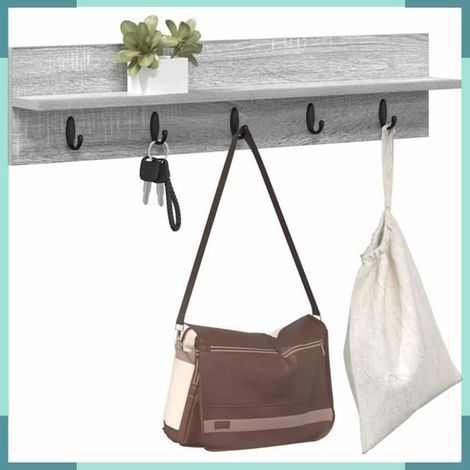 874400 Porte-manteau mural Montage mural Gris Sonoma 80 x 10,5 x 18 cm (1/5)