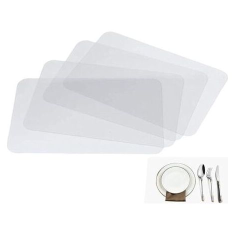 Pair Lot de 4 sets de table transparents en plastique transparent pour table de salle à manger, pour garder la table ou le bureau plus propre, lavables, résistants à la chaleur, antidérapants (1/5)