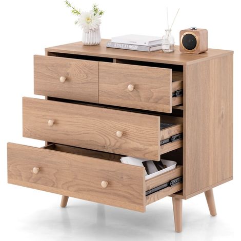 4-Drawer Chest Storage Cabinet Dresser Freestanding Organizer Anti-tripping (1/5)