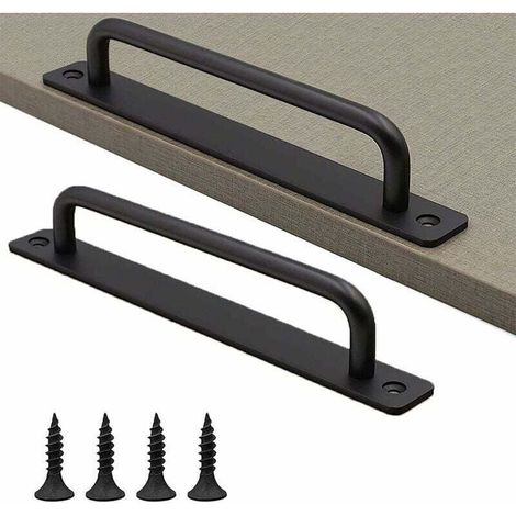 2 Pieces Poignée Porte Grange Coulissante, Poignées Porte Intérieure Extérieure, Poignée De Traction Noire Robuste, Poignées Porte Noir Avec Vis, Pour Porte Intérieures Extérieures (Noir) (1/5)
