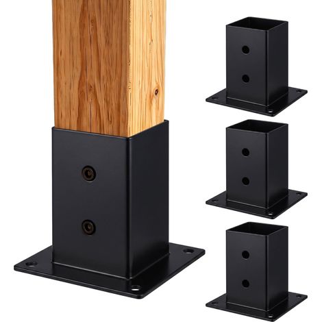 Pfostenhalterungen aus verzinktem Stahl, schwarz, 4er-Pack, 70 x 150 mm (1/5)