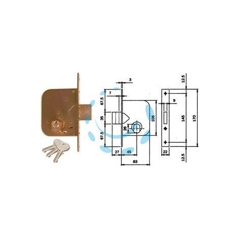 SERRATURA DA INFILARE PER CANCELLI SOLO CATENACCIO 601 - mm.45 (601450)
