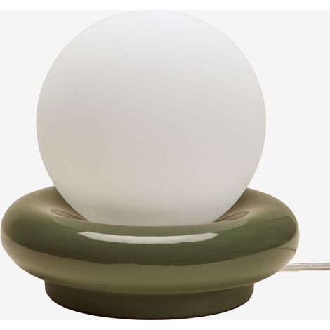 SKLUM Tischlampe aus Keramik mit Kryx-Glaskugel Tiefes Grün Olive                                  