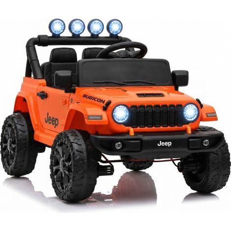 Macchina Elettrica per Bambini Licenza Jeep Wrangler Rubicon 12V con Sedili in Pelle e Telecomando Arancione (1/5)