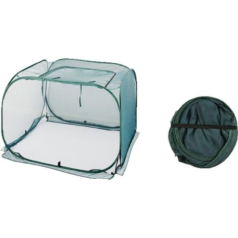 Tente de jardin en maille respirante, mini serre pliable, filet anti-insectes et anti-oiseaux potager, Composition : 100 × 100 × 75 cm, Couleur : vert foncé (1/5)