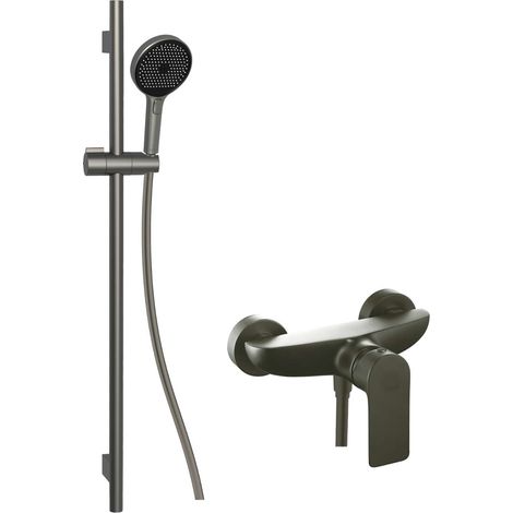 kielle Vega - Set de douche avec mitigeur, barre, flexible et tête de douche EcoSpare, gun metal 20618SP13 (1/2)