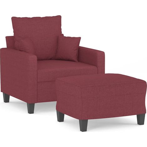 Maison Exclusive - Sessel mit Hocker Weinrot 60 cm Stoff