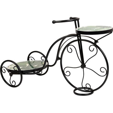 Soporte bici de mosaico y forja verde 67x26.5x43