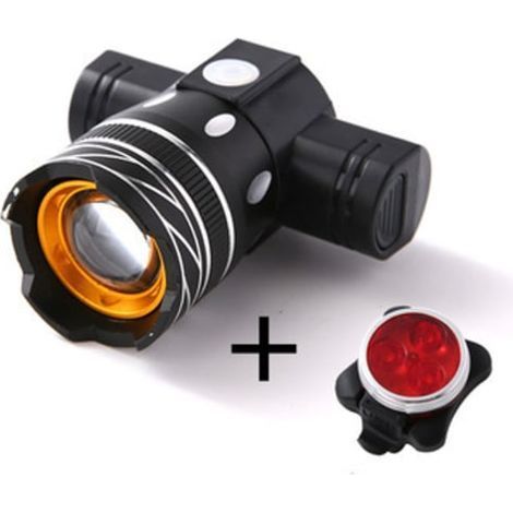 Lampe frontale/torche LED Z30 15000lm T6 pour vélo, rechargeable par USB, étanche et zoomable, avec éclairage avant. (1/5)