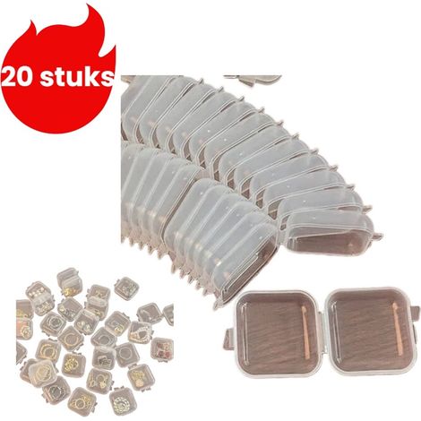 Lot de 20 pièces - Mini boîtes en plastique transparent - Petites boîtes à pilules - Boîtes à boucles d'oreilles - Boîtes à bagues - Boîtes pour clés USB/cartes SIM - Étuis pour écouteurs - Transparen (1/5)